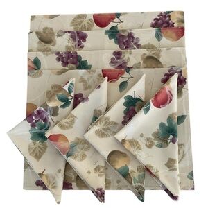 LIZ CLAIBORNE Placemats & Napkins Set Of 4 Fruit Floral Cotton & Polyester NWOT